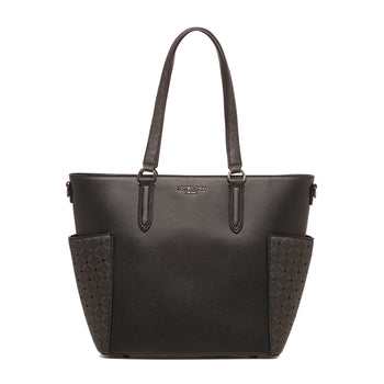 Borsa a spalla nera da donna con logo in metallo Romeo Gigli Milano Gama, Borse e accessori Donna, SKU b511000751, Immagine 0